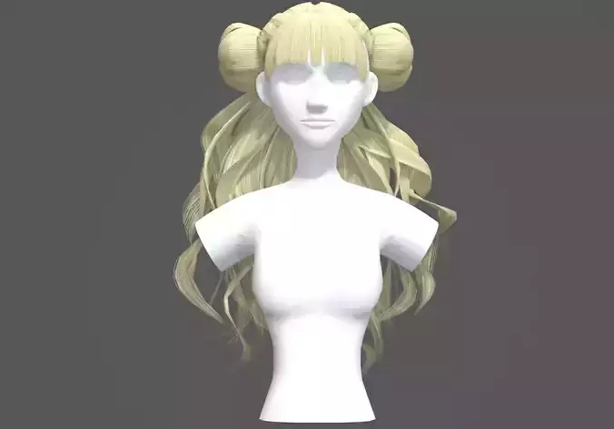 Bun Long Hairstyle  3D model