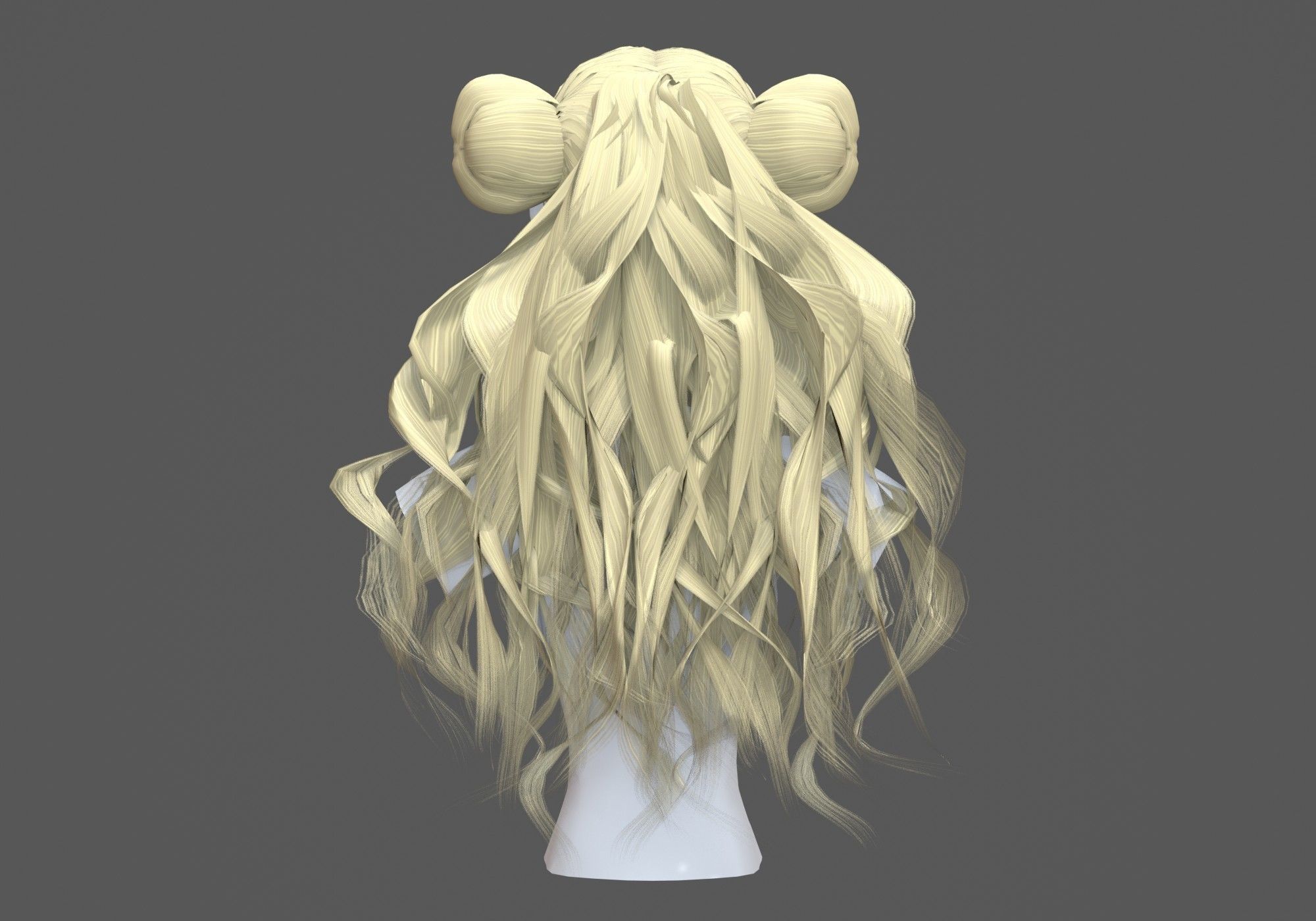 Bun Long Hairstyle 3D model_4