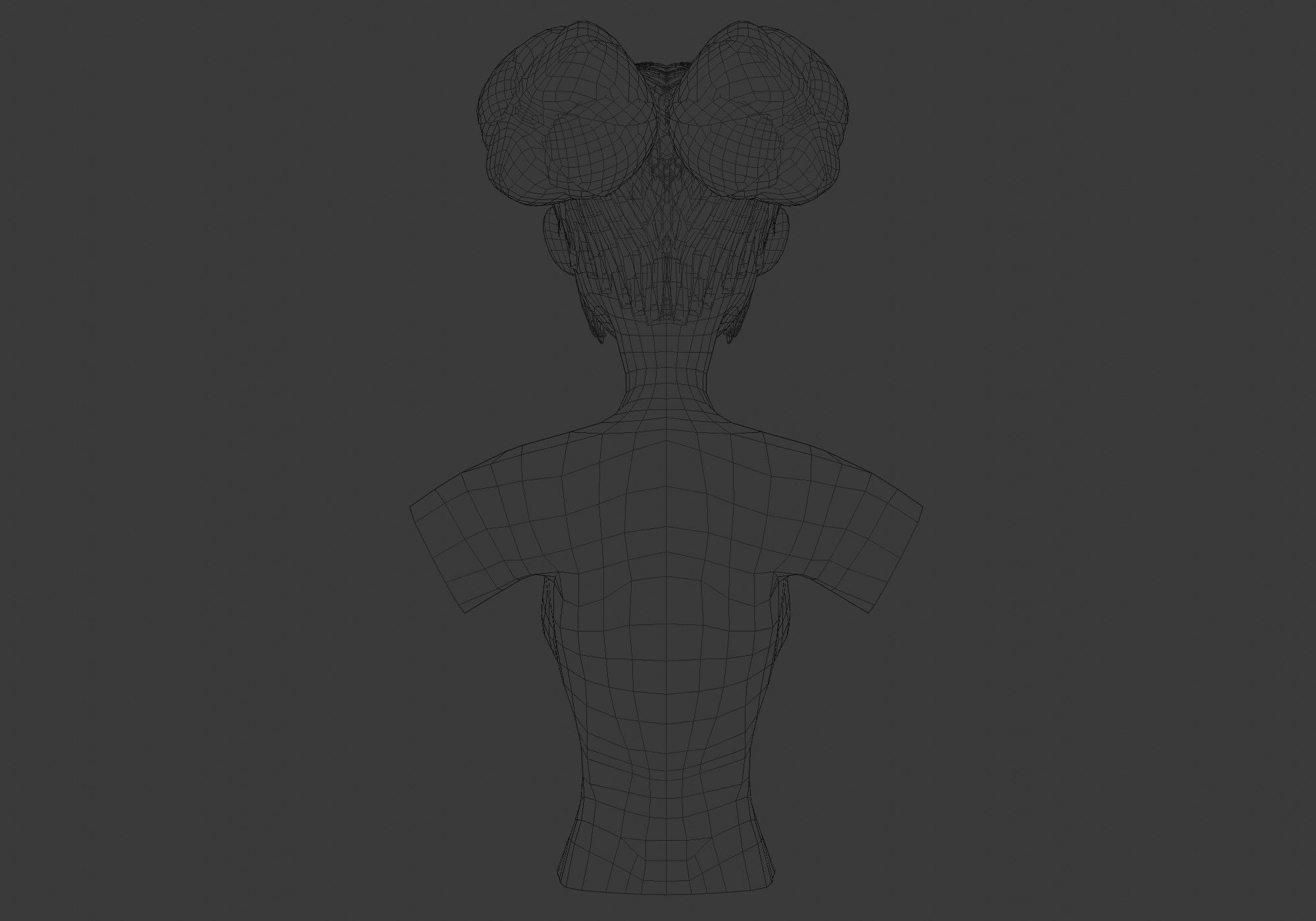 Bun Female Hairstyle  3D model_9