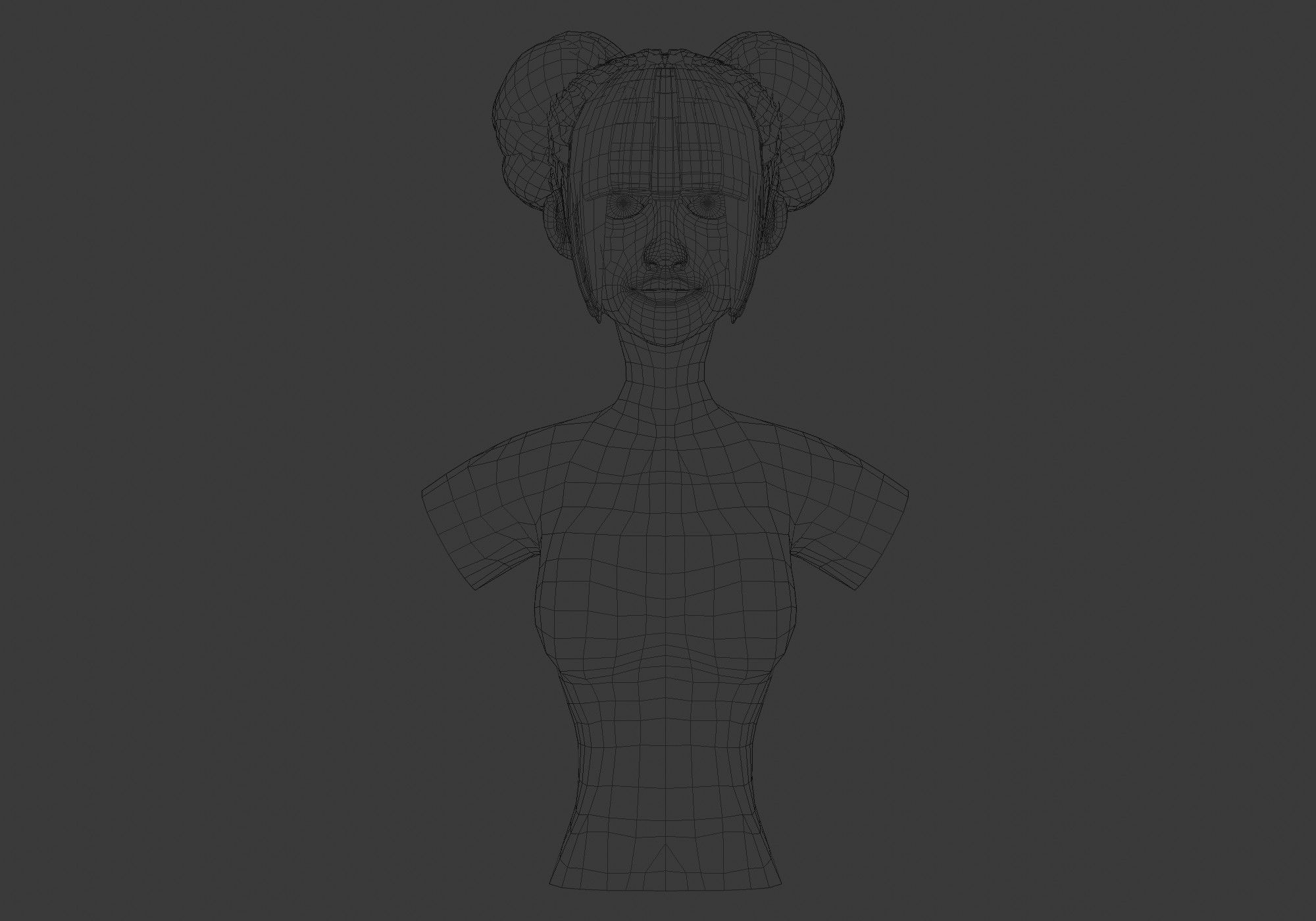 Bun Female Hairstyle  3D model_5