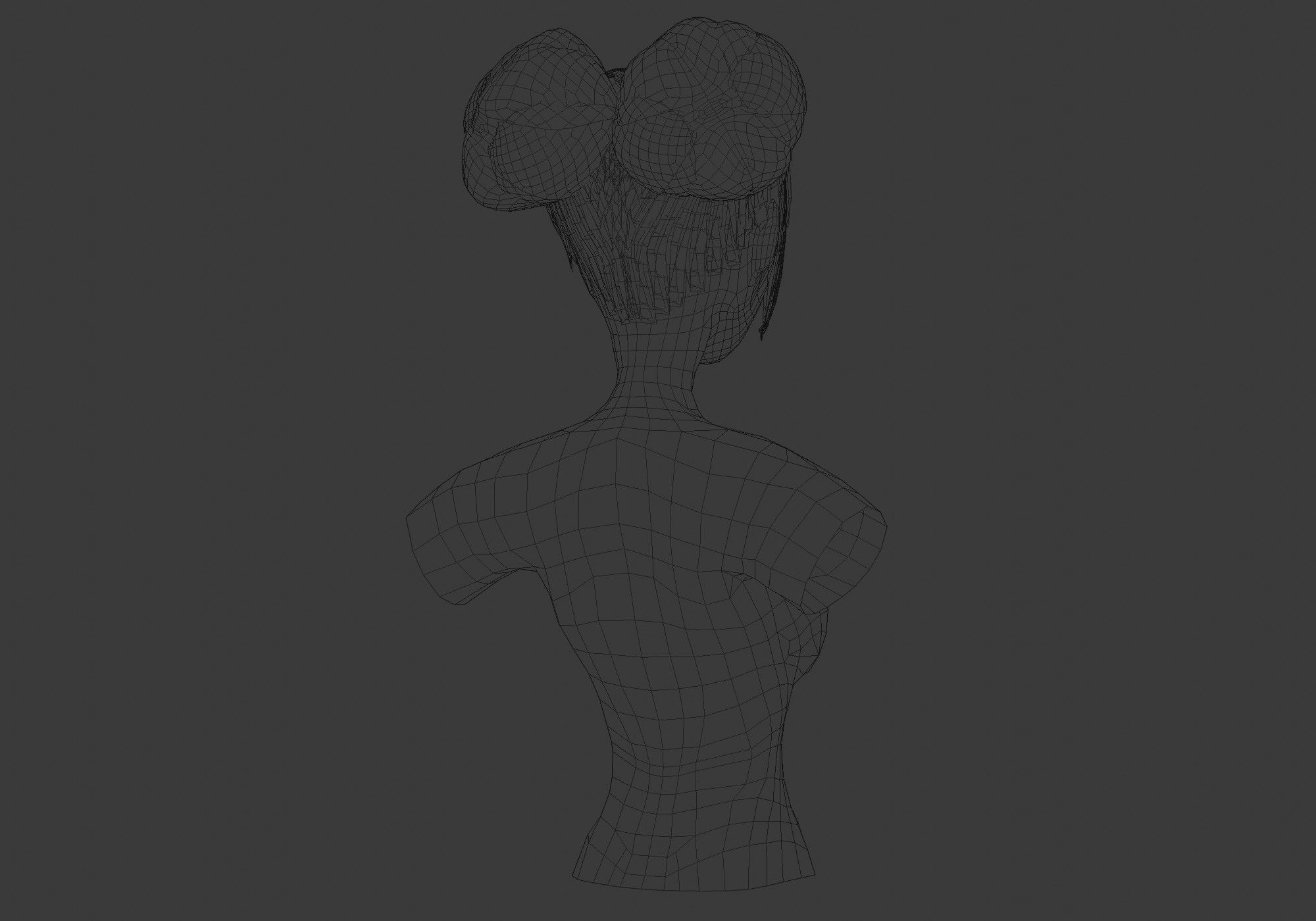Bun Female Hairstyle  3D model_8