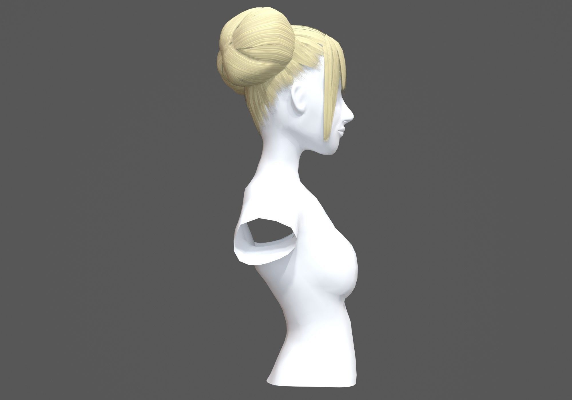 Bun Female Hairstyle  3D model_2