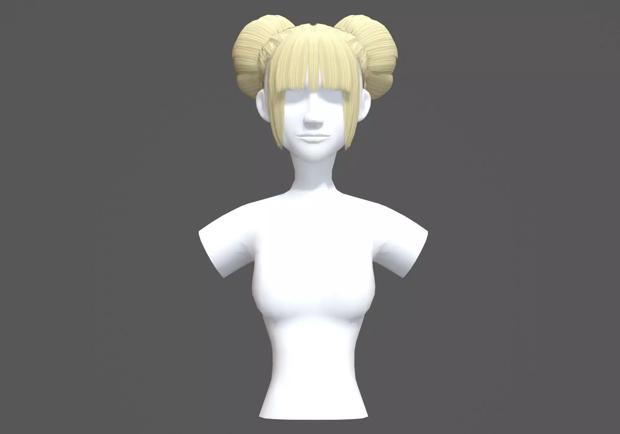Bun Female Hairstyle  3D model_0