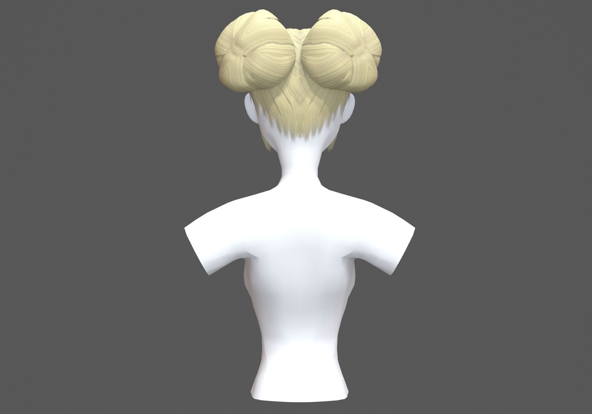 Bun Female Hairstyle  3D model_4