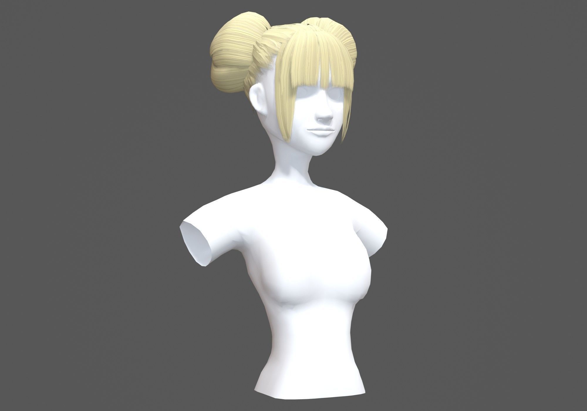 Bun Female Hairstyle  3D model_1