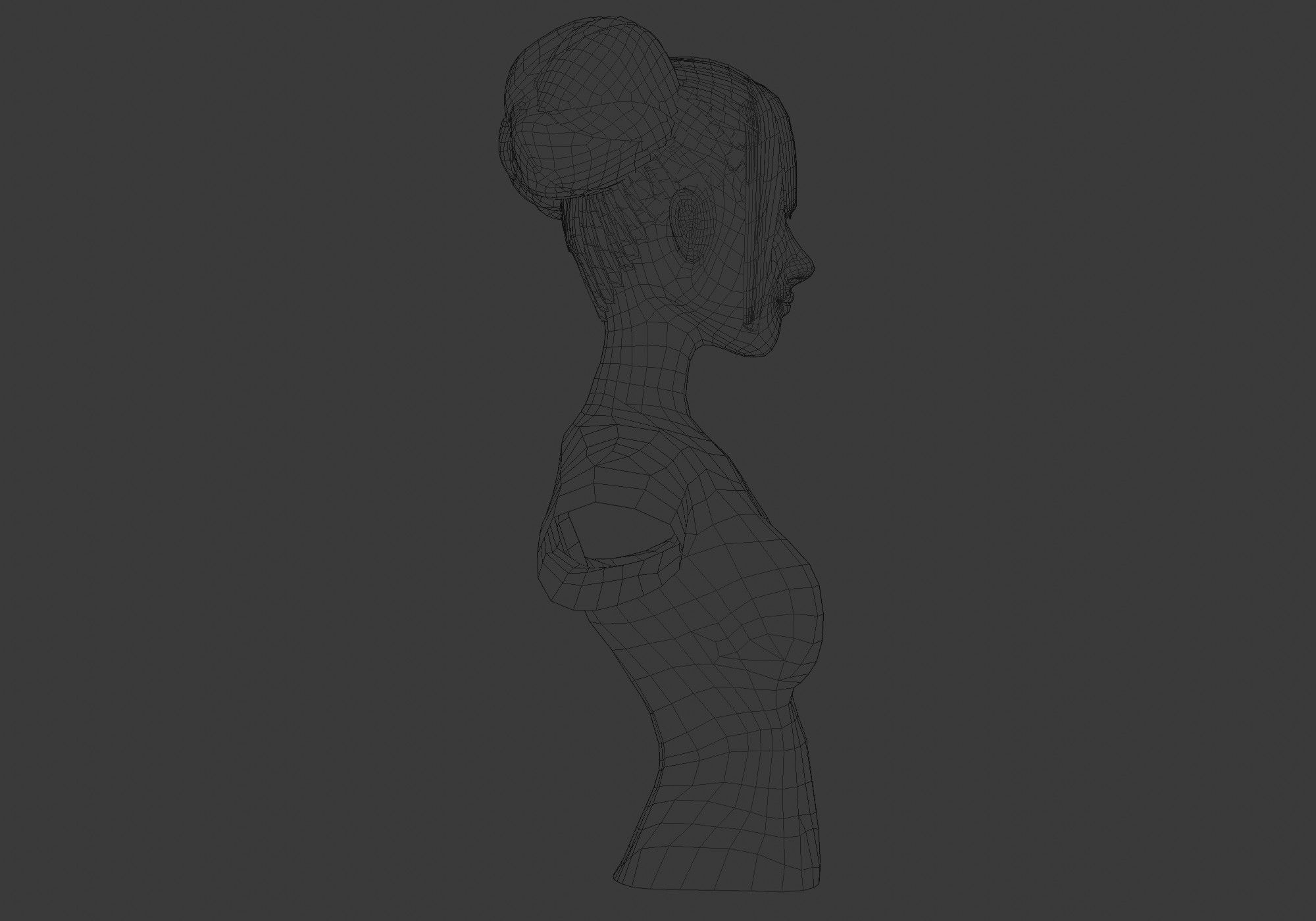 Bun Female Hairstyle  3D model_7