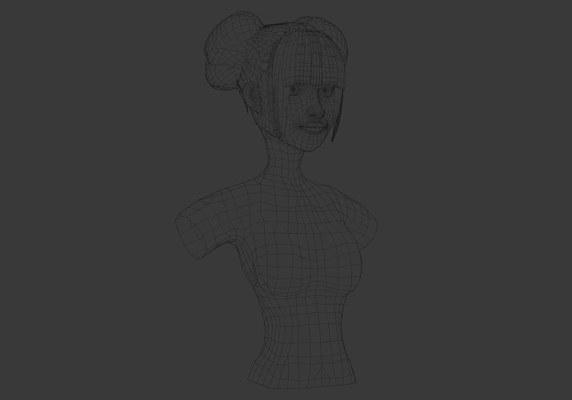 Bun Female Hairstyle  3D model_6