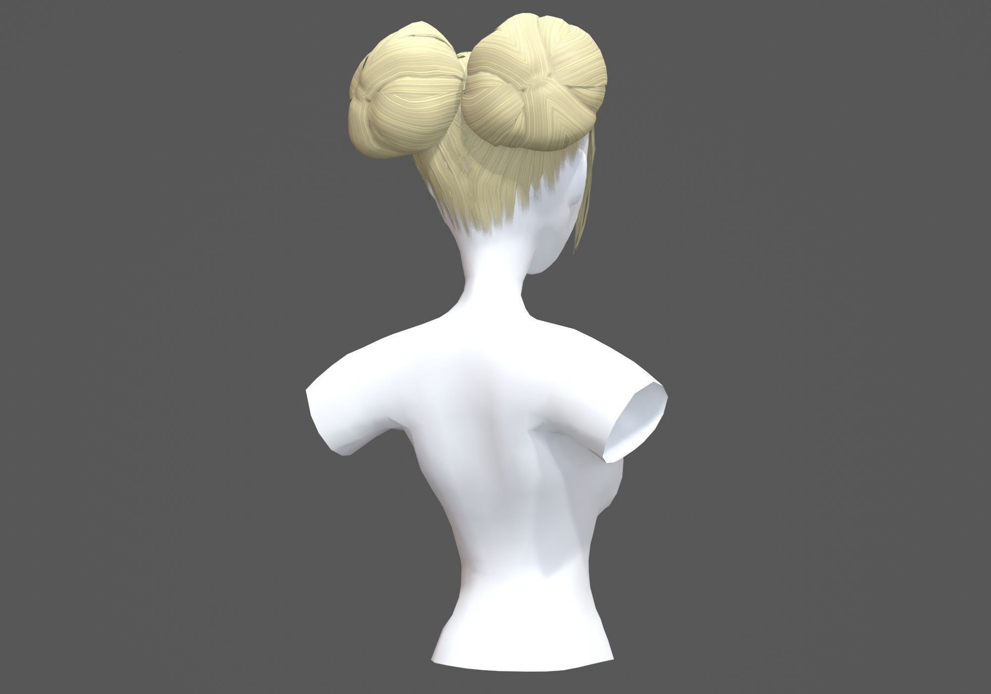 Bun Female Hairstyle  3D model_3
