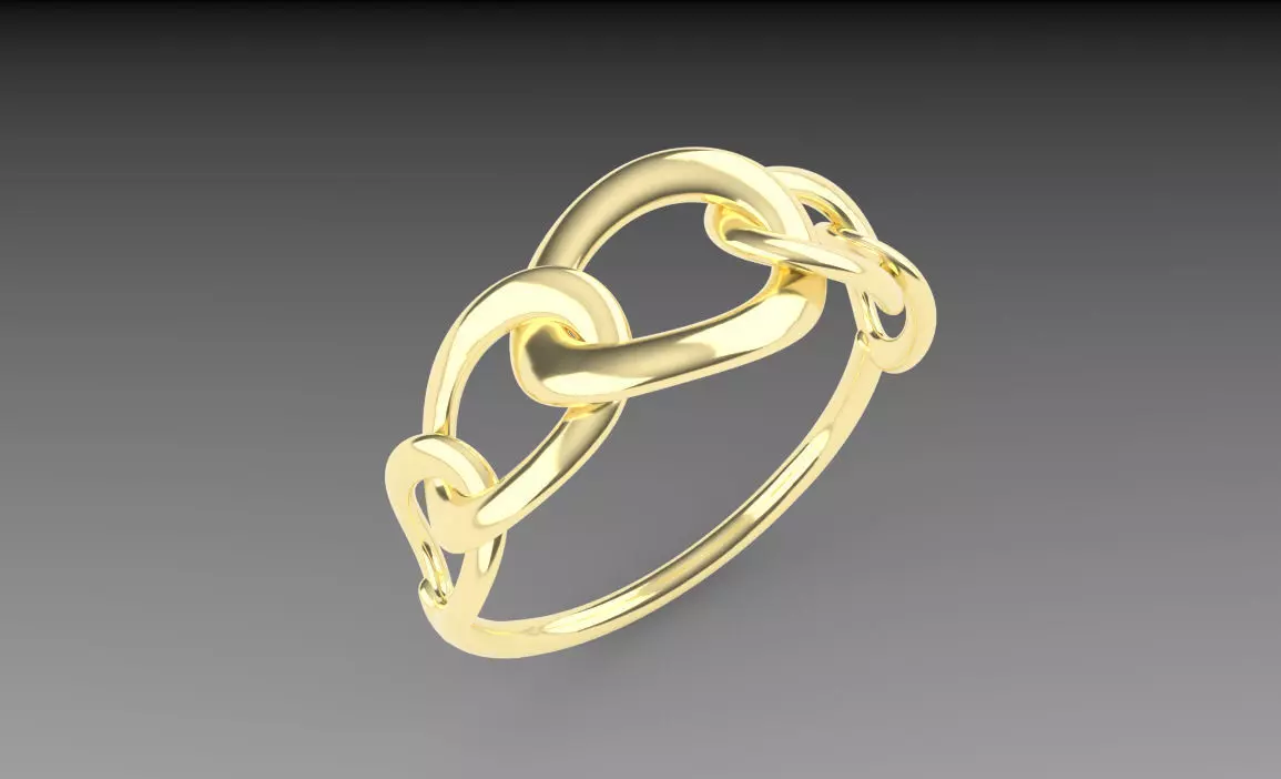 Chain link ring 3D print model_0
