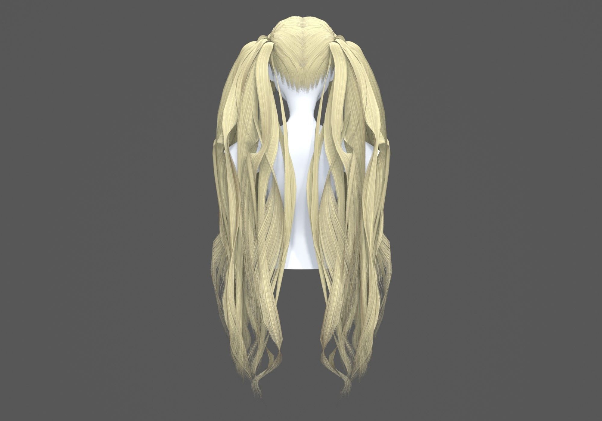 Bangs Wavy Hairstyle 3D model_4