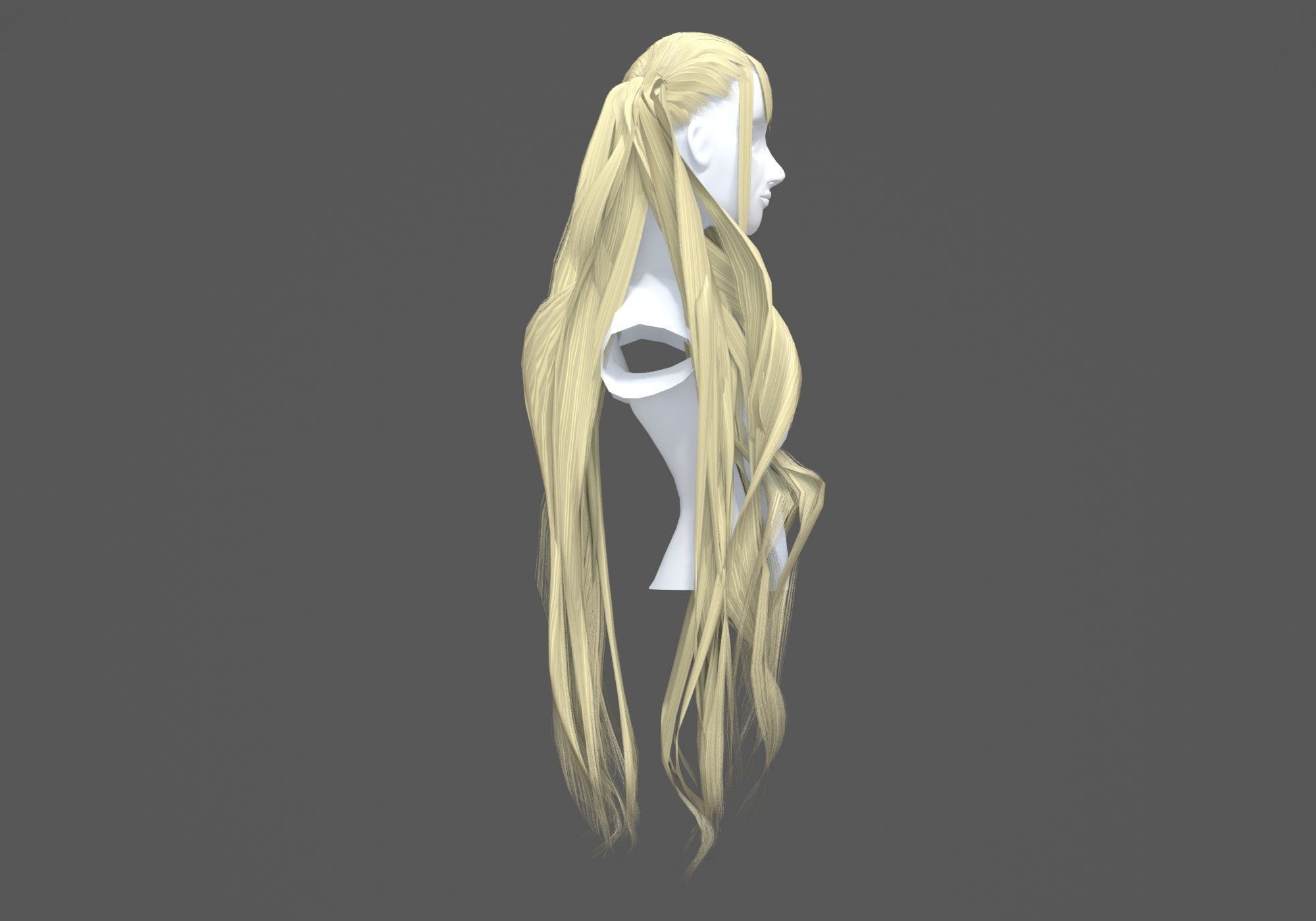 Bangs Wavy Hairstyle 3D model_2