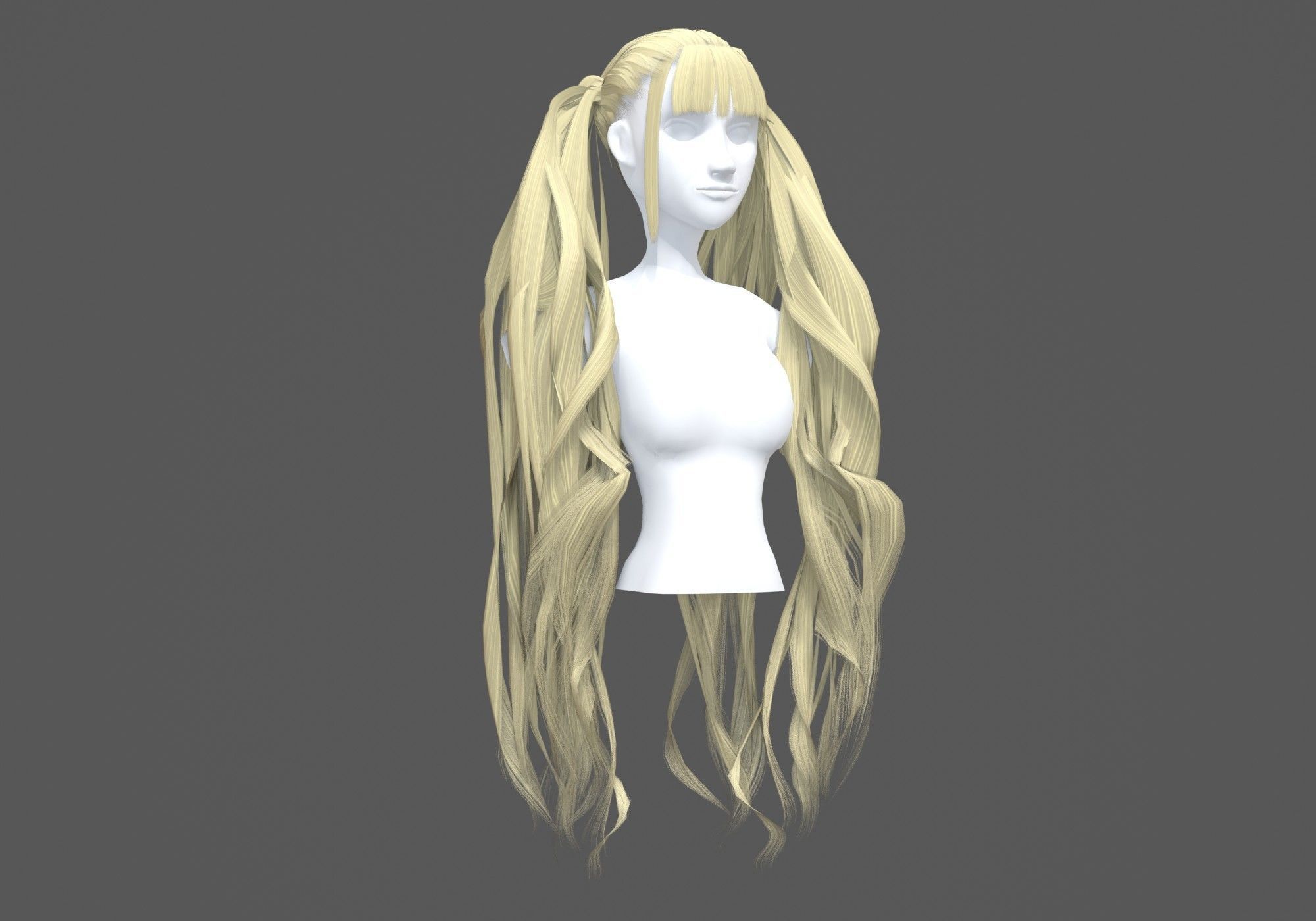Bangs Wavy Hairstyle 3D model_1
