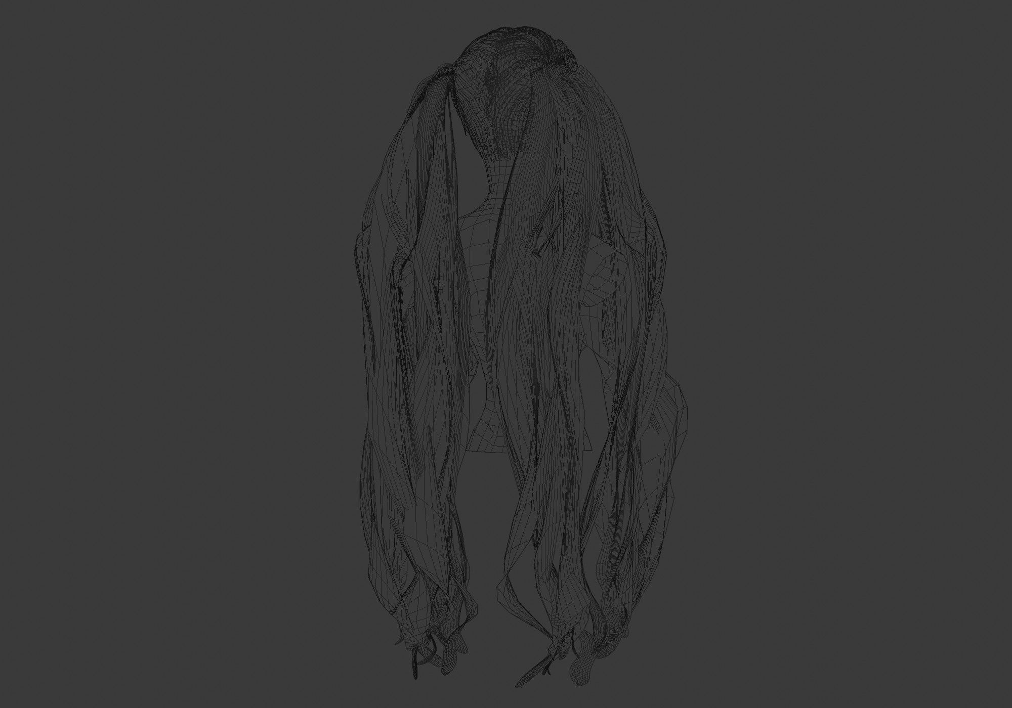 Bangs Wavy Hairstyle 3D model_8