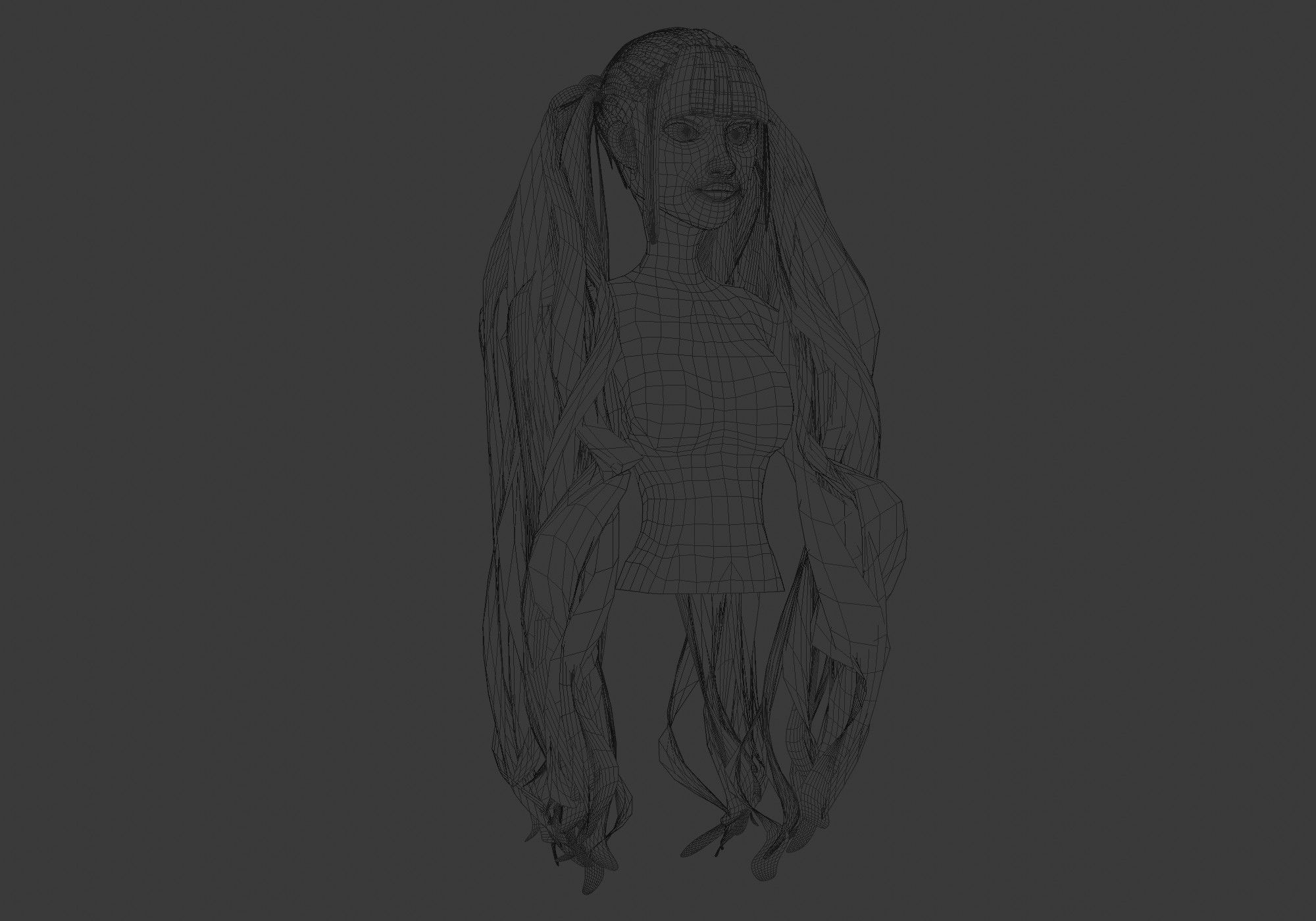 Bangs Wavy Hairstyle 3D model_6