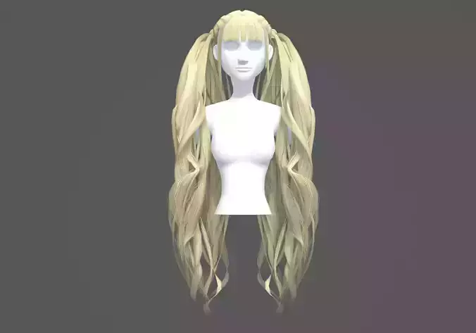 Bangs Wavy Hairstyle  3D model