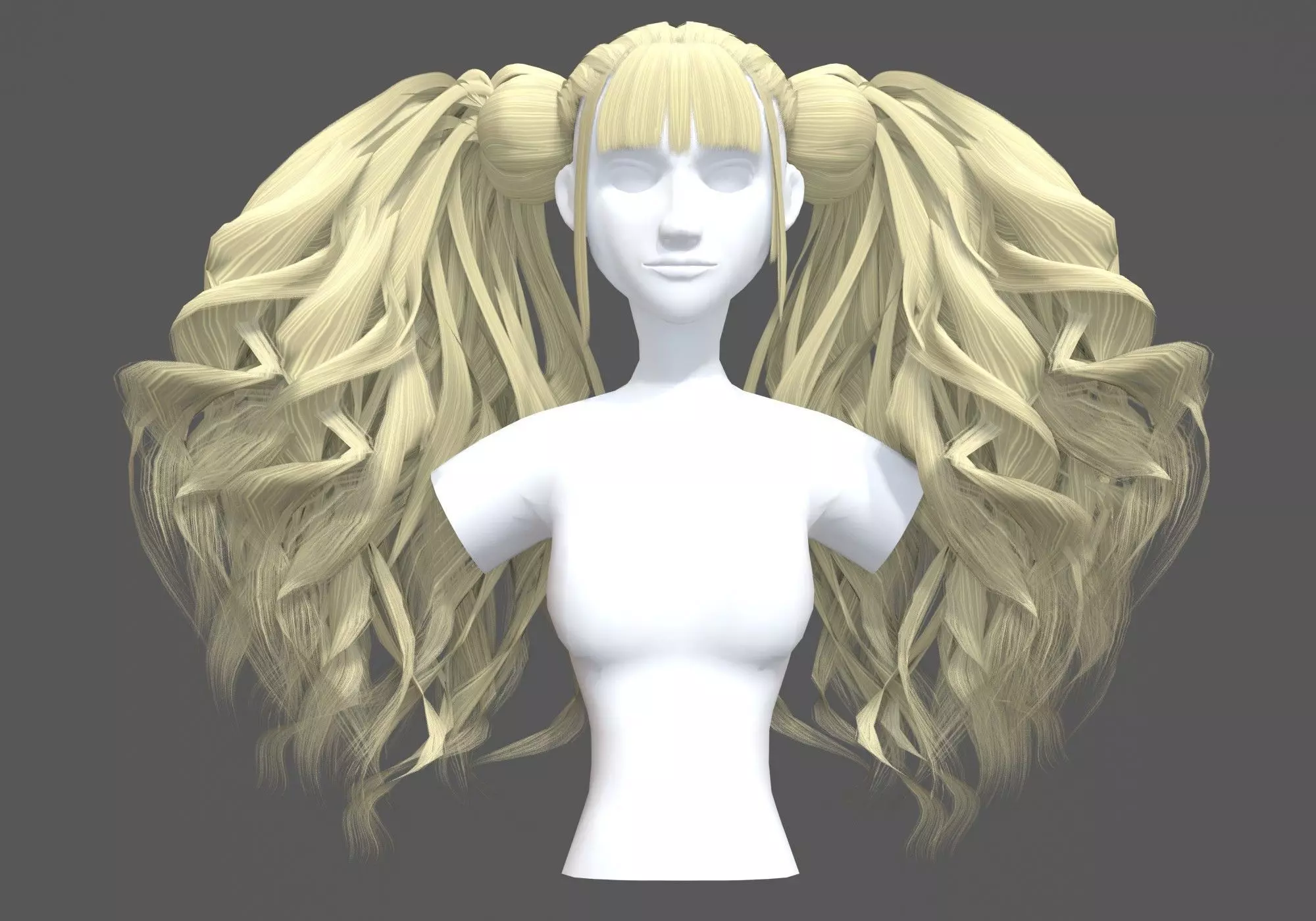 Bangs Pigtails Hairstyle 3D model