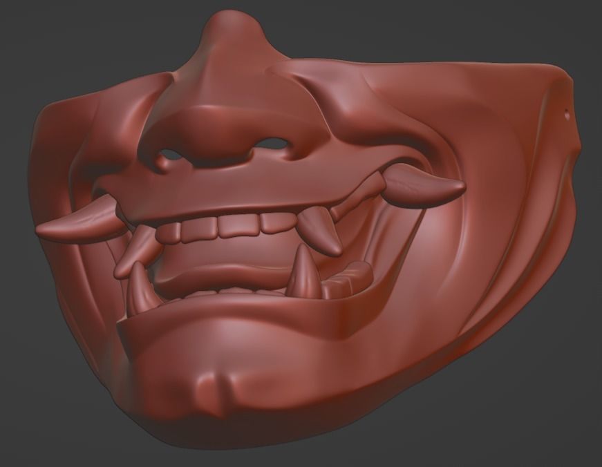 Hannya half mask 3D print model 3D print model 3D print model_10