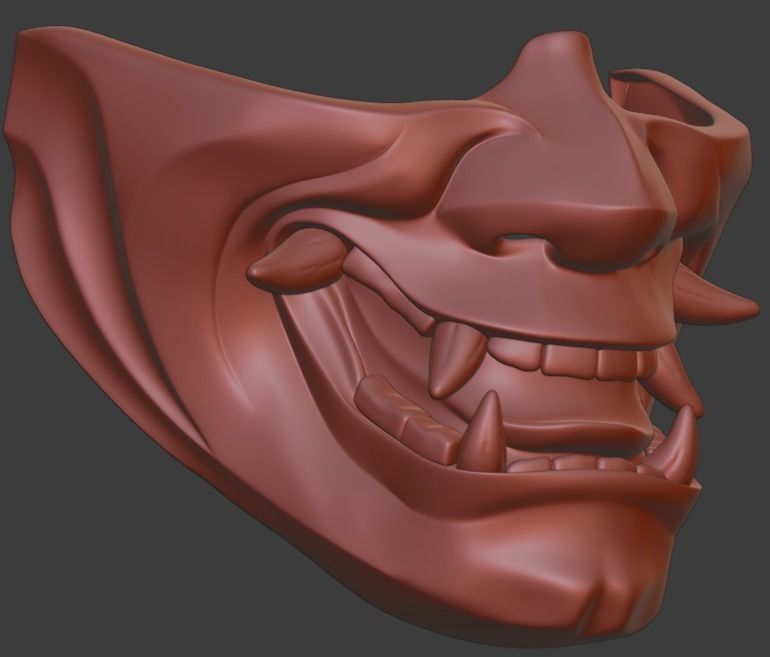 Hannya half mask 3D print model 3D print model 3D print model_4