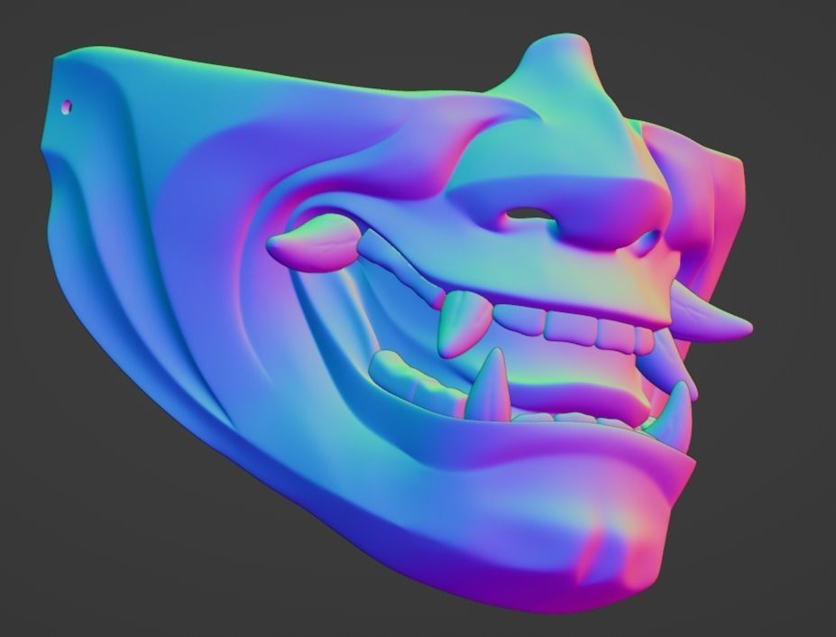 Hannya half mask 3D print model 3D print model 3D print model_14