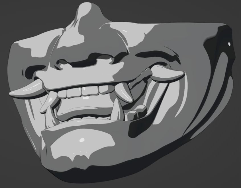 Hannya half mask 3D print model 3D print model 3D print model_23