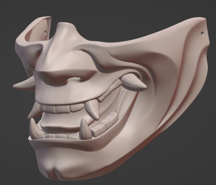 Hannya half mask 3D print model 3D print model 3D print model_22