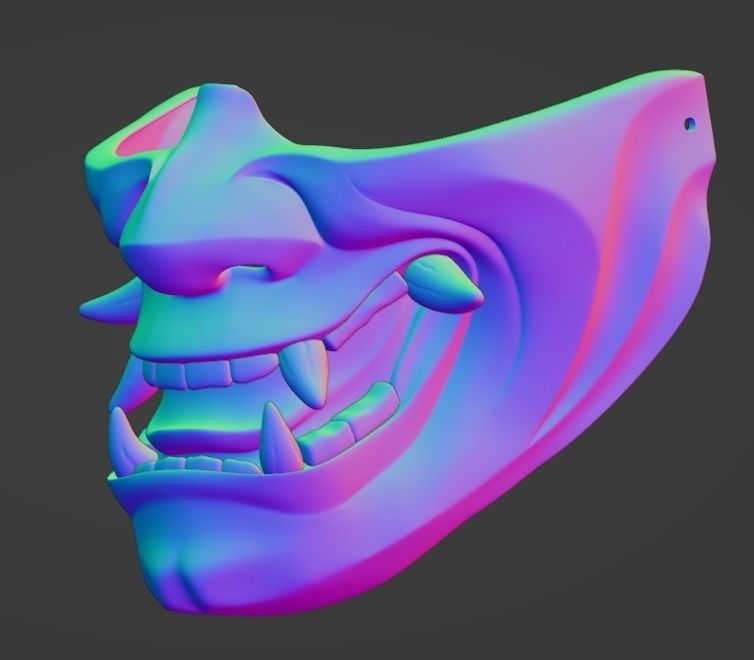 Hannya half mask 3D print model 3D print model 3D print model_16