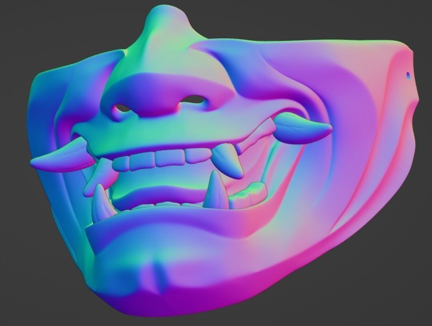 Hannya half mask 3D print model 3D print model 3D print model_13