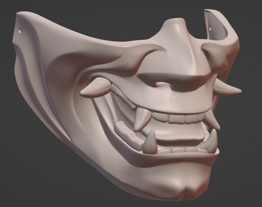 Hannya half mask 3D print model 3D print model 3D print model_21