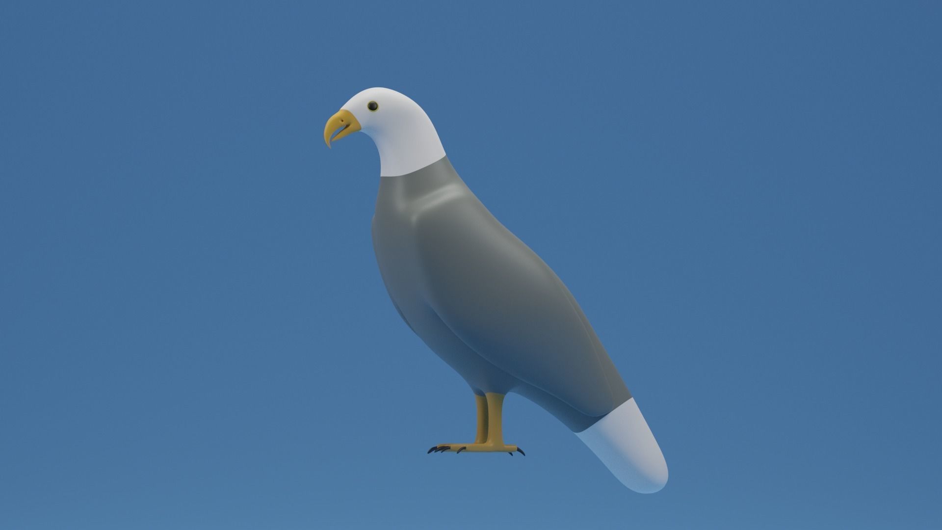 Cartoon Cute Bird Bald Eagle Low-poly 3D model_2