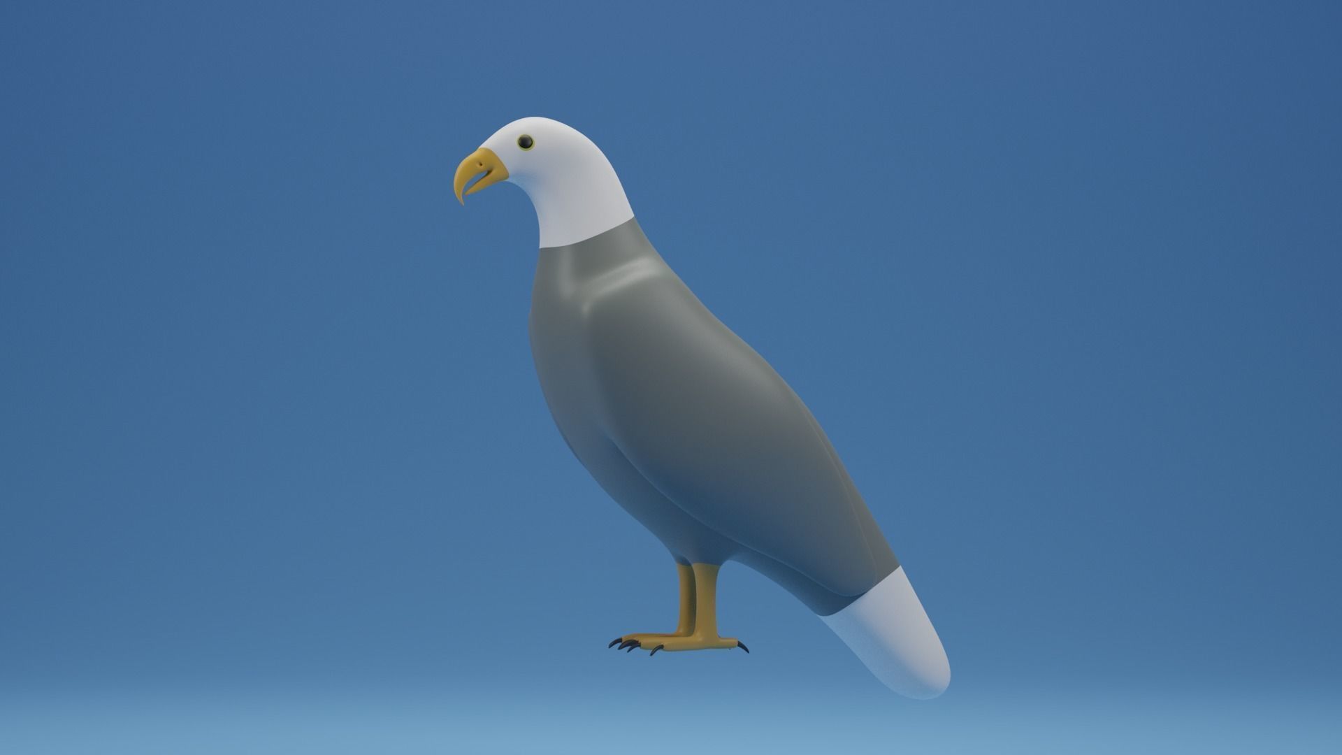 Cartoon Cute Bird Bald Eagle Low-poly 3D model_3