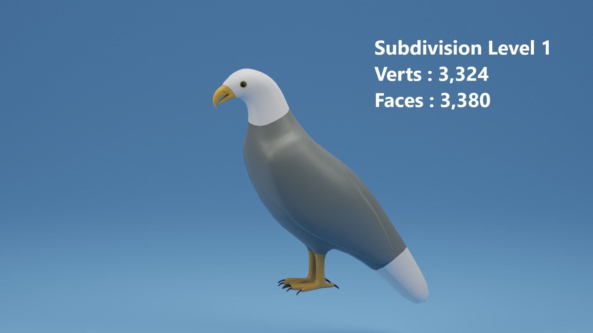 Cartoon Cute Bird Bald Eagle Low-poly 3D model_11