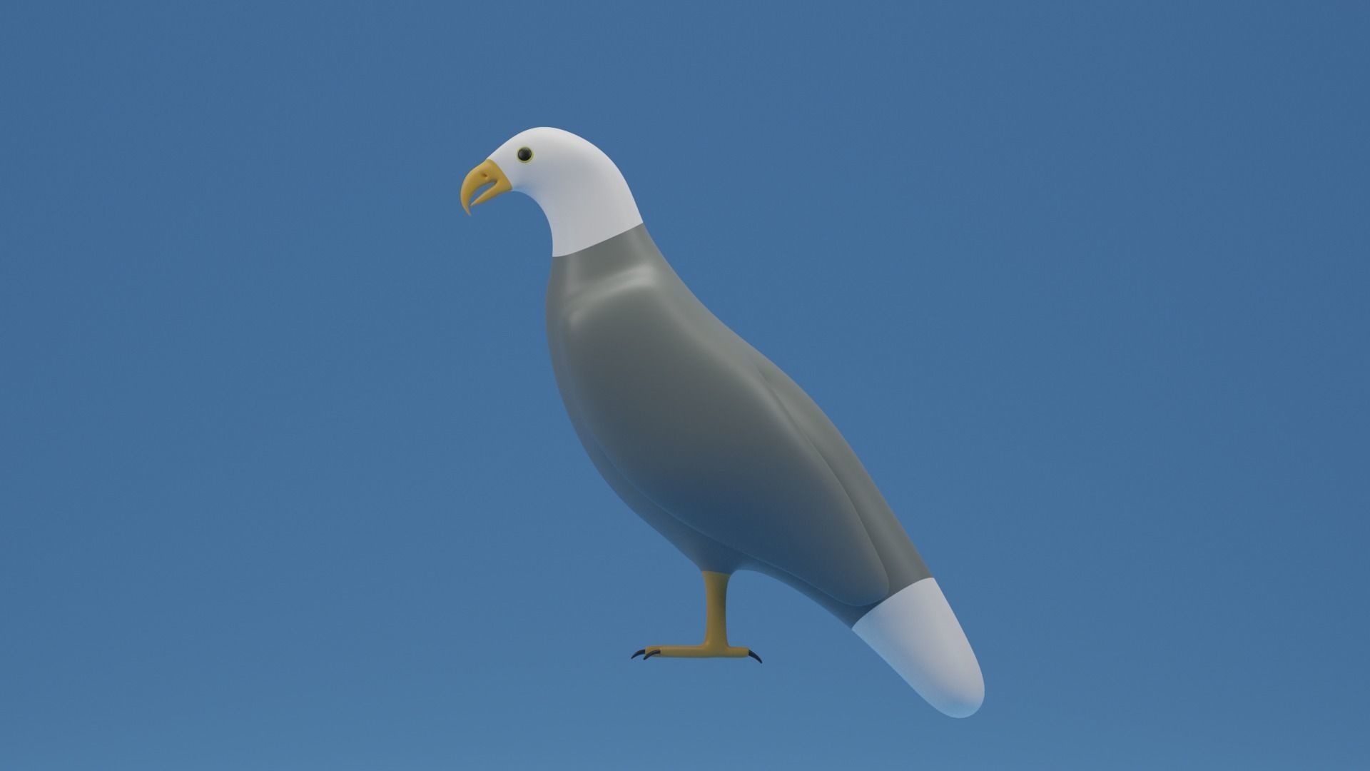 Cartoon Cute Bird Bald Eagle Low-poly 3D model_4