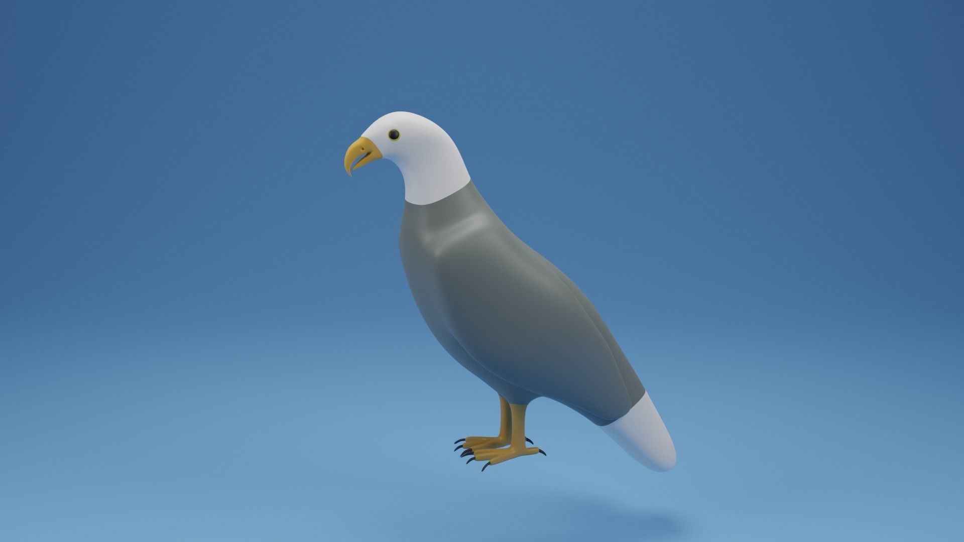 Cartoon Cute Bird Bald Eagle Low-poly 3D model_1