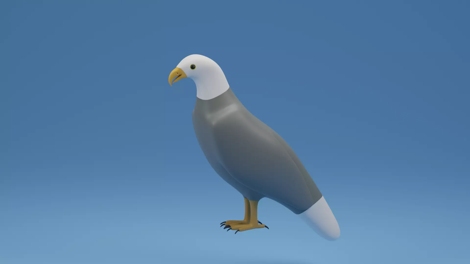 Cartoon Cute Bird Bald Eagle Low-poly 3D model_0