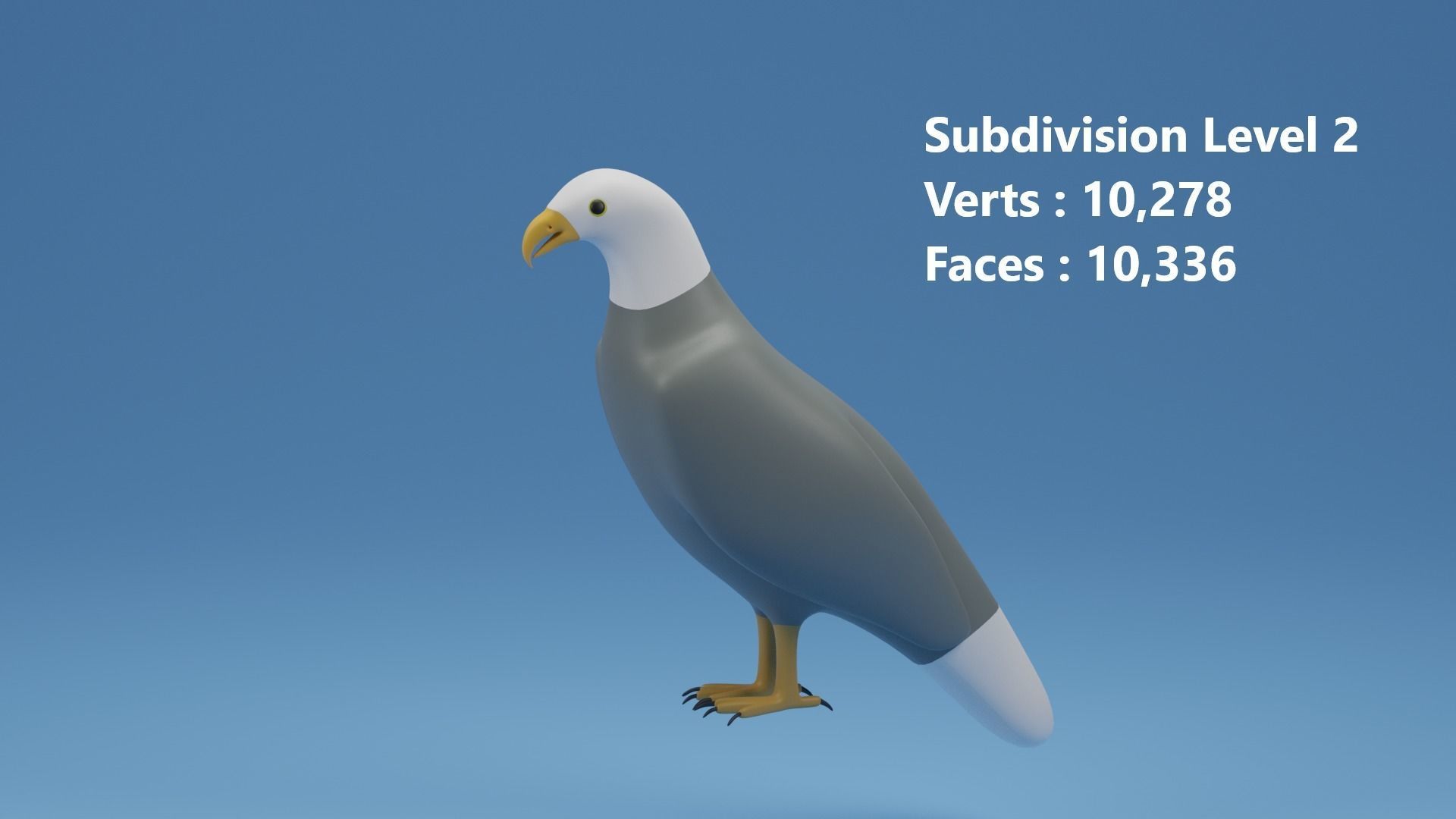 Cartoon Cute Bird Bald Eagle Low-poly 3D model_10
