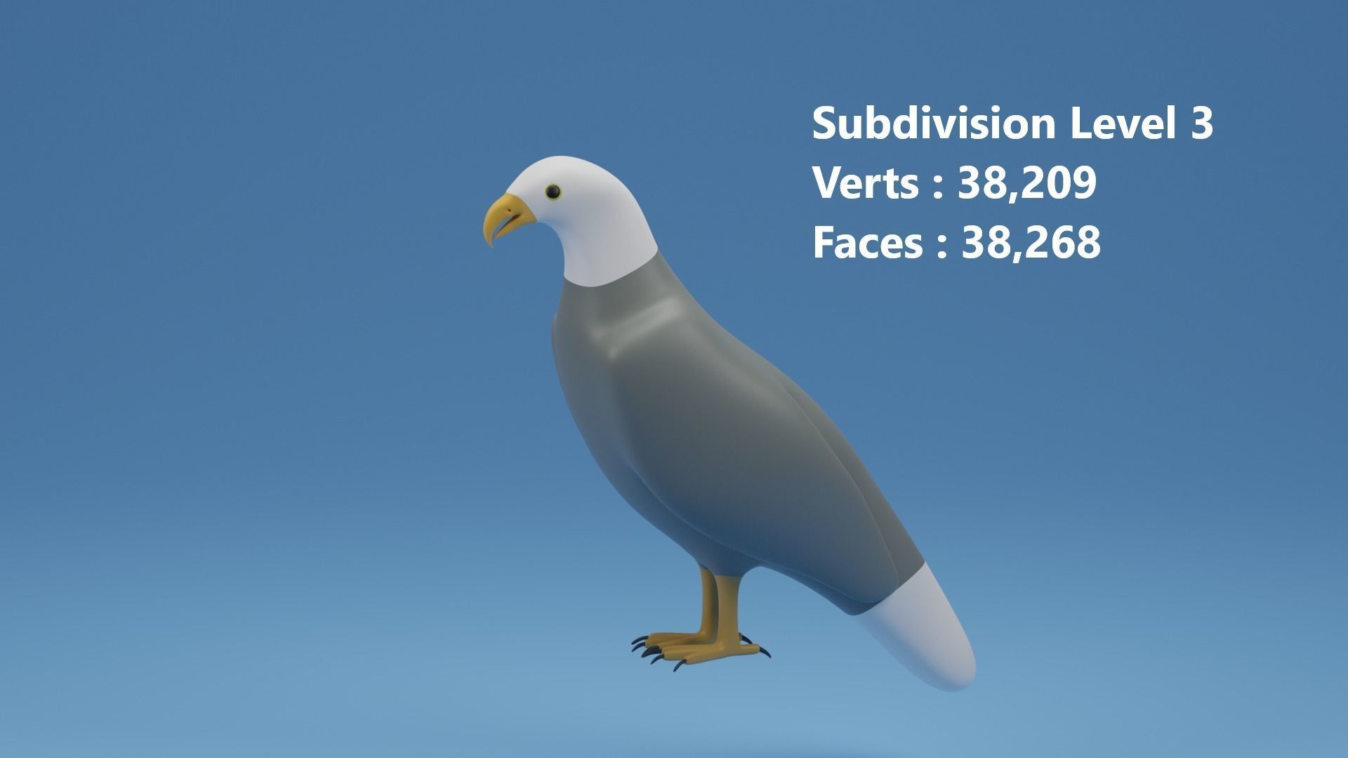 Cartoon Cute Bird Bald Eagle Low-poly 3D model_9