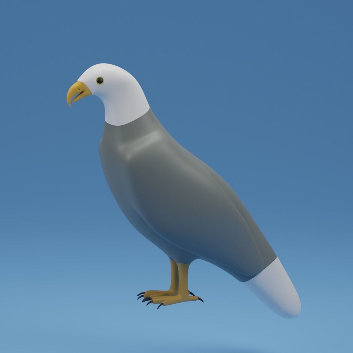 Cartoon Cute Bird Bald Eagle Low-poly 3D model_12