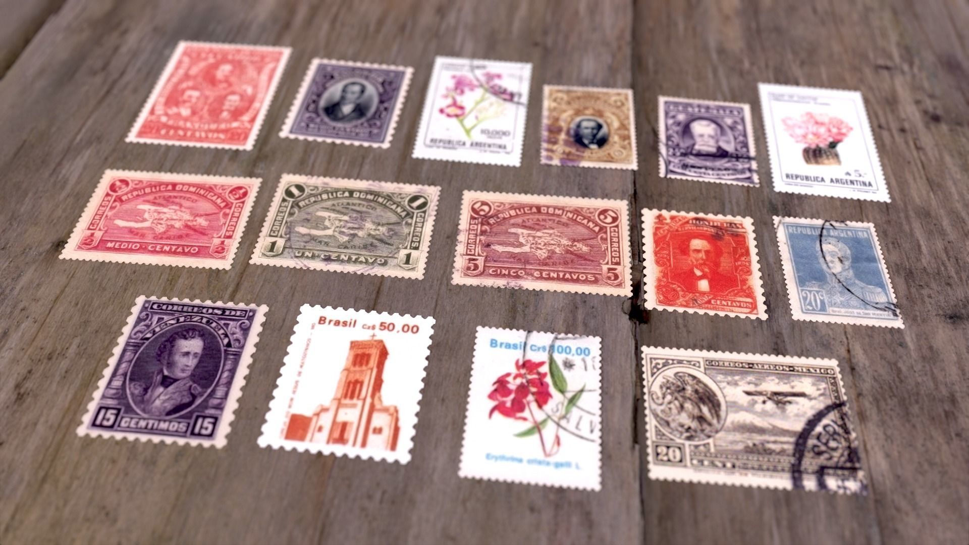 Stamp Collection postage stamps Low-poly 3D model_1