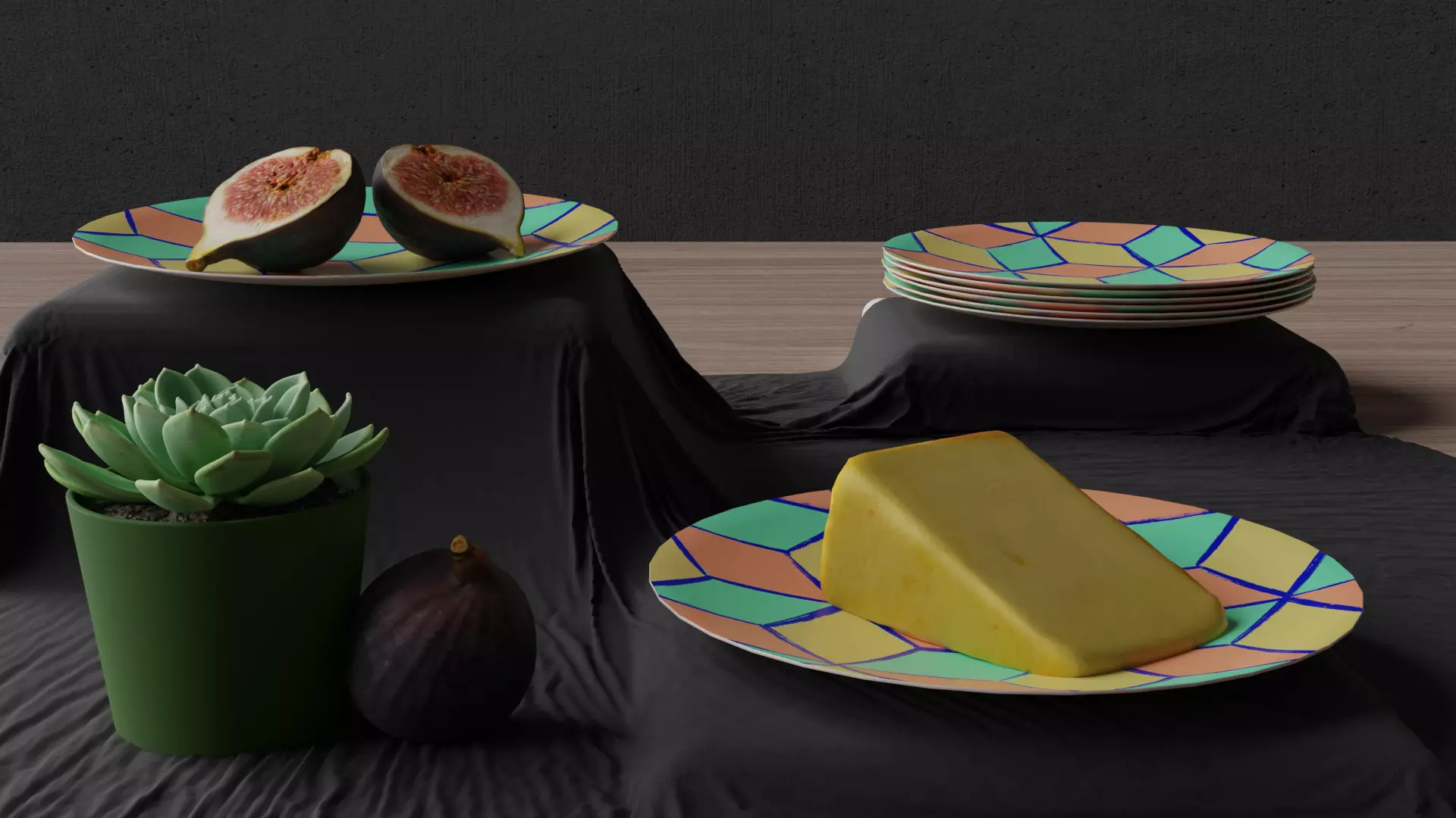 Vibrant Cube Plate Low-poly 3D model