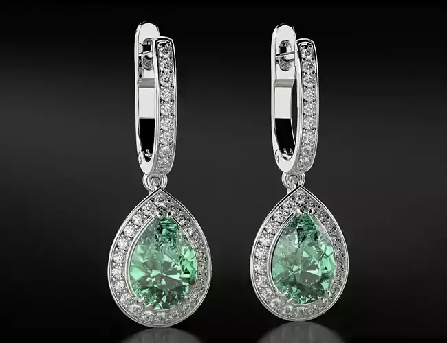 Stylish earrings with diamonds and pear 746 3D print model