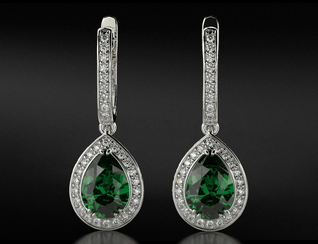 Stylish earrings with diamonds and pear 746 3D print model_6