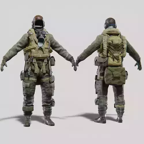 SOLDIER WWII USA Paratrooper Rigged 3D model