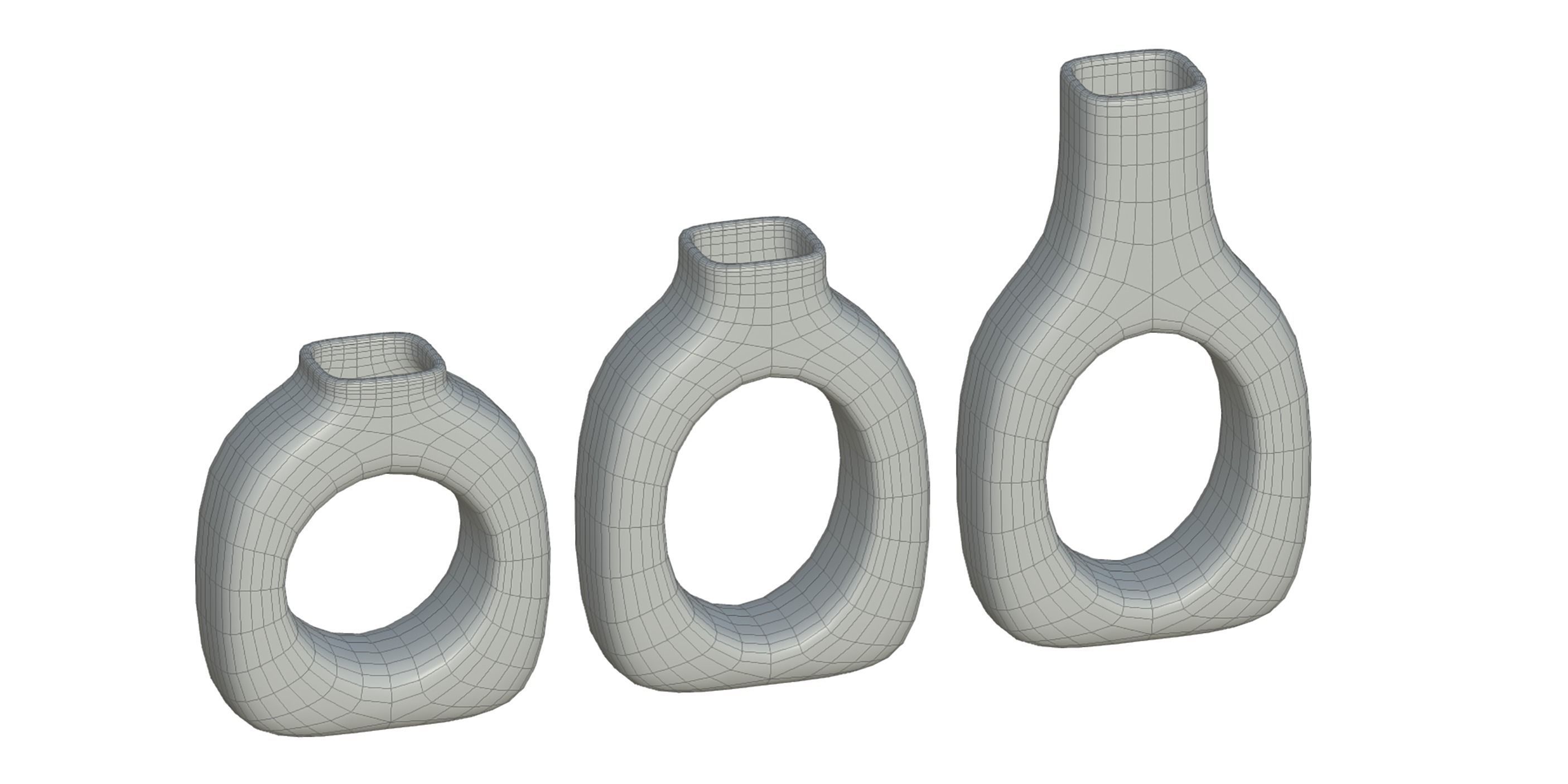 Concrete Decor Vase Set 3D model_4