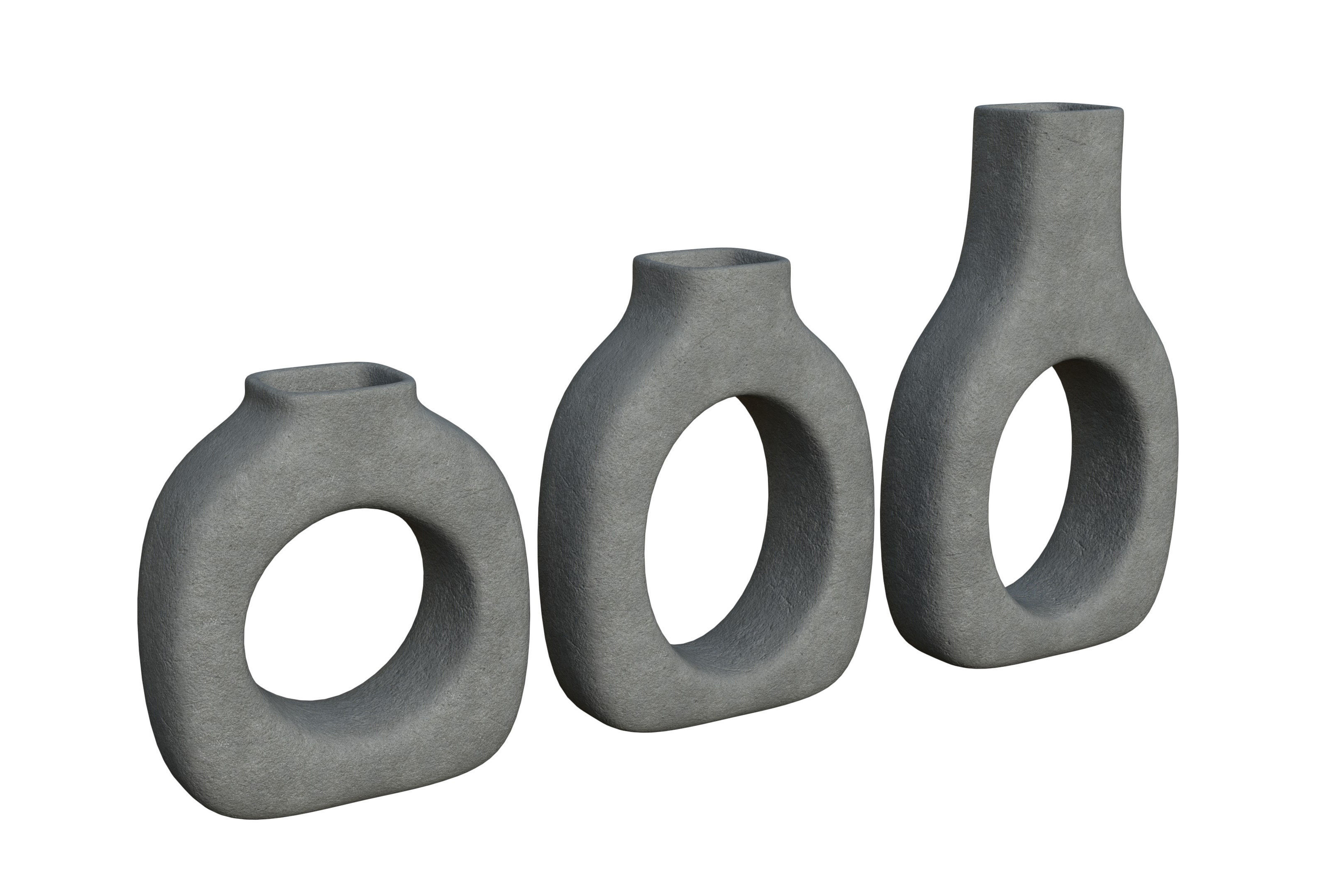 Concrete Decor Vase Set 3D model_1
