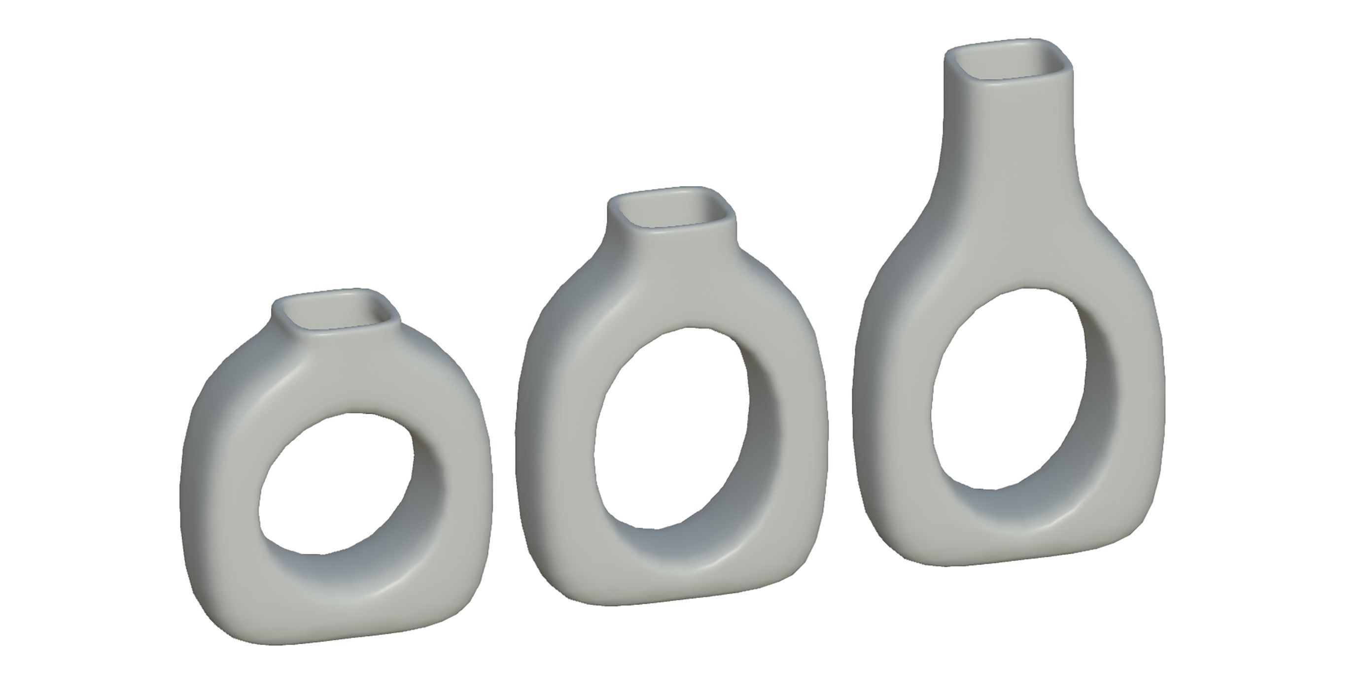 Concrete Decor Vase Set 3D model_3