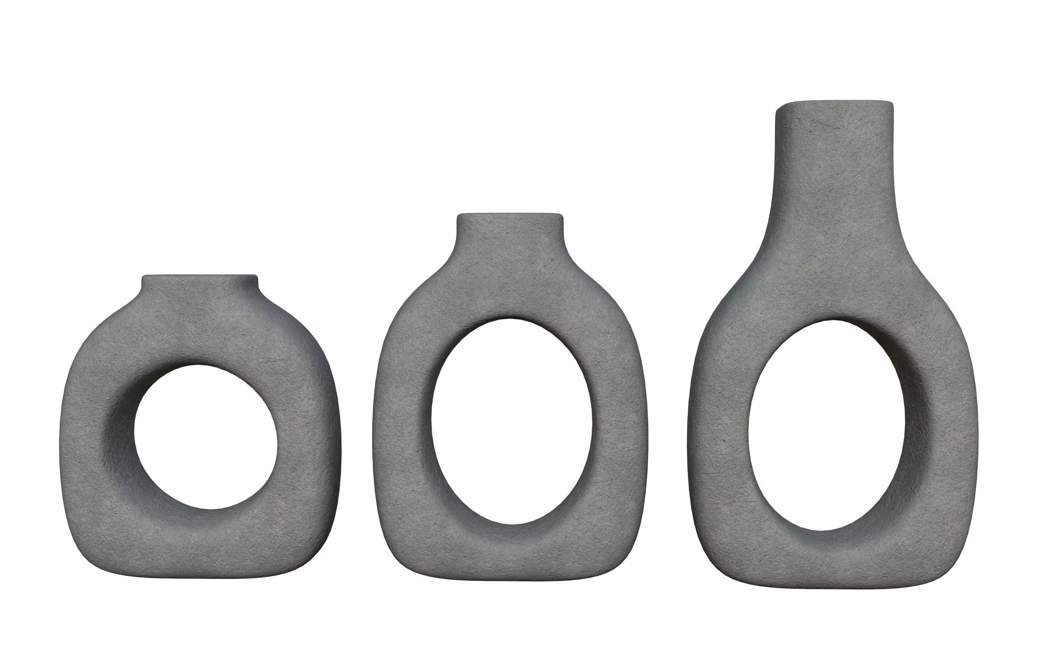 Concrete Decor Vase Set 3D model_0