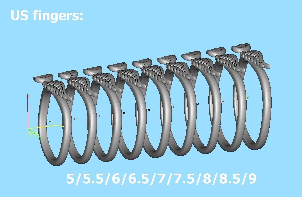 Angel Wings Fashion Ring Womens Ring 3dmodel 3D print model_10