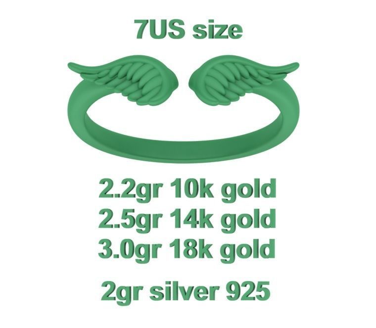 Angel Wings Fashion Ring Womens Ring 3dmodel 3D print model_12