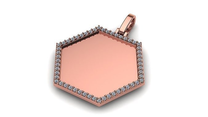 Hexagon Plate 20x20 mm with Diamond Contour Pendant 3D print model