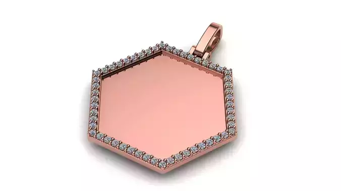 Hexagon Plate 20x20 mm with Diamond Contour Pendant